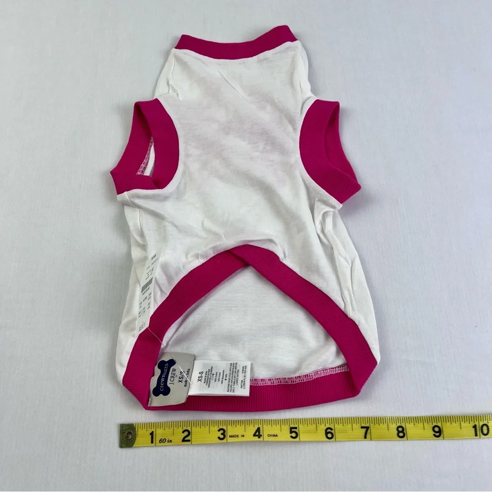 J Crew puppy Dog shirt, sleeveless Pink-White crab‎ shirt Size S NWT